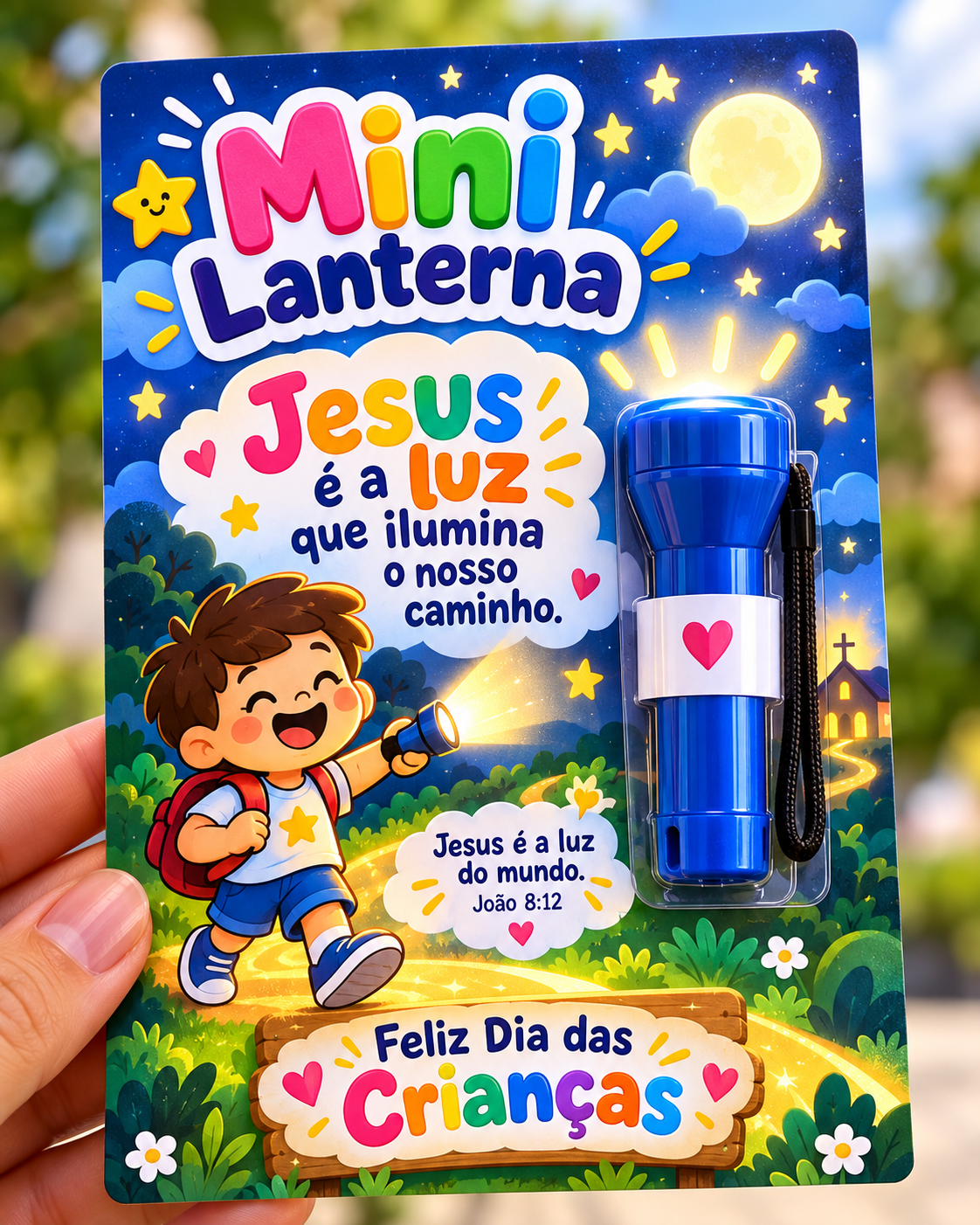Mini Lanterna — Jesus ilumina nosso caminho