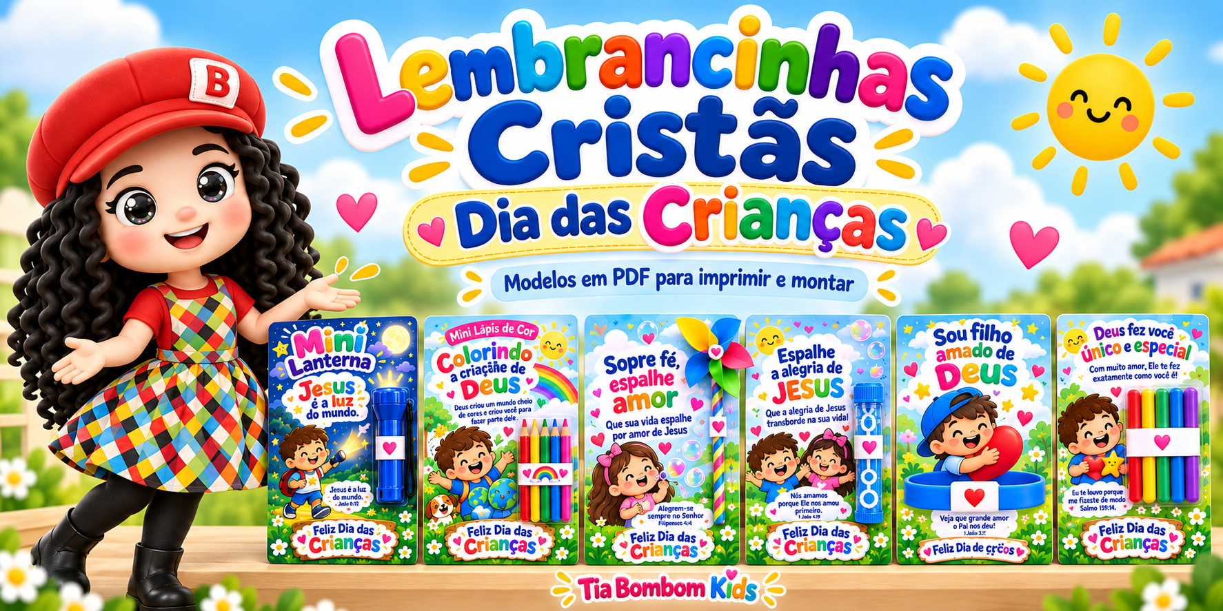 Lembrancinhas Cristãs Dia das Crianças — modelos em PDF para imprimir e montar